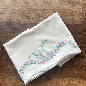 Crochet Pillow Case Embroidered Pillow Case Vintage Pillow Case Cottage Decor